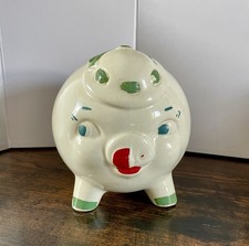 Vintage 1950s Large Ceramic Piggy Bank Hand Painted Money Box Retro