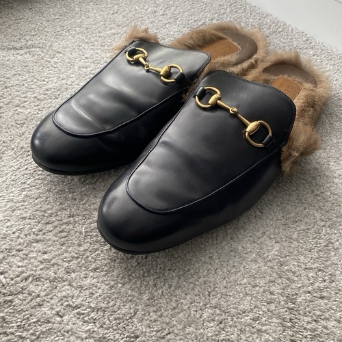 Black gucci leather loafers - black,