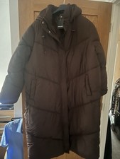 Womens Brown Longline Quilted Coat Size 22 New!