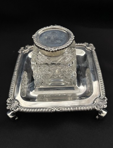 Solid silver inkwell and - solid,