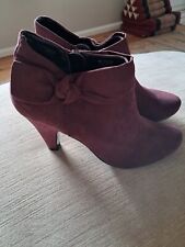 Florence and Fred Ankle Boots Burgundy/Mauve Faux Suede Size 6 39 NEW