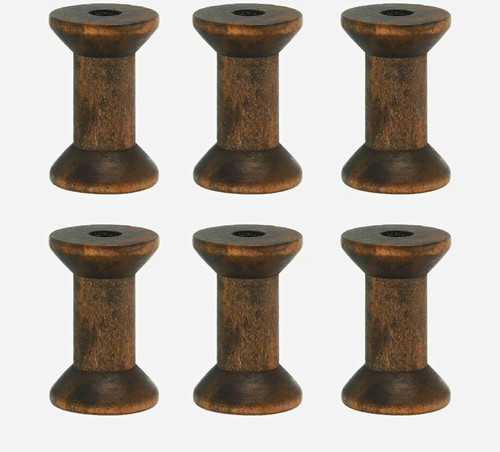 7pcs wooden empty spools brown - empty,
