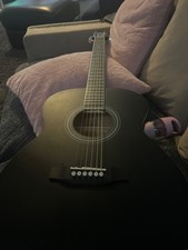 Dreadnought Left-Handed Acoustic Guitar by Gear4music Black