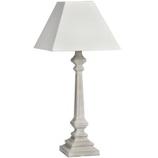 Pula Table Lamp Bedside Lamp -  Shabby chic wooden base and white linen shade