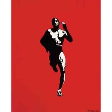 Original Canvas Painting by Blek Le Rat On the Run, 2008