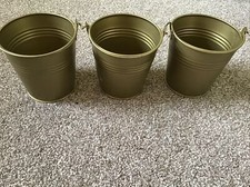 3 x  10cm 4" METAL BUCKETS pots pails tins herb planter sweet tree flower plant