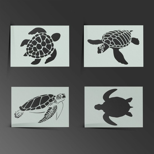 Sea turtle stencil shabby - turtle,