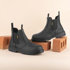 EarthWorks Mens Safety Footwear Black Adults Boots Ankle Steel Cap Toe Workwear