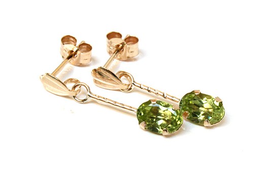 9ct gold peridot oval drop - 9ct,