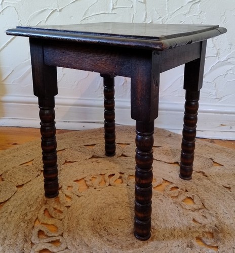 Antique oak bobbin side table - oak,