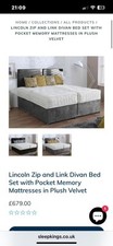 Zip and Link Divan Bed Fabric Plush for Hotels, Landlords, Serviced Apartments