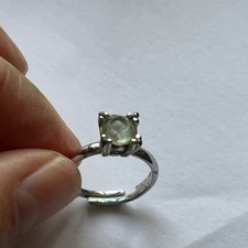 Vintage Sarah Coventry silver tone Green Stone/glass  adjustable statement ring