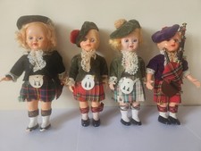 4 x Vintage Scottish Costume Dolls Sleeping Eyes