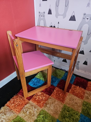Child pink desk with chair - pink,