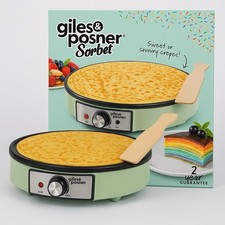 Giles & Posner Crepe Maker 30cm Electric Pancake Hotplate Non-Stick 1200W Green