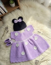 Purple Crochet Baby Dress Set