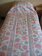 Single Bedspread - Vintage Anna French Floral Cotton Chintz Lined + Frill edge