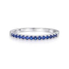 Ladies Ring 925 Solid Silver 14 Stone Blue Sapphire Eternity Ring Sizes K to S