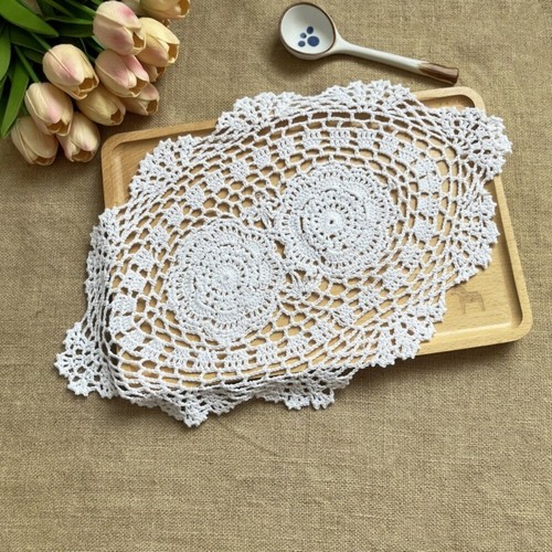 Oval shape white crochet - shape,