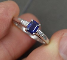 TIFFANY & Co Platinum Sapphire and Diamond Engagement Trilogy Ring