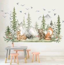 Woodland Animal Wall Stickers Nursery Playroom Wall Stickers Forest Trees Animal