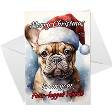 French Bulldog Christmas Card Funny Dog Greetings Card Frenchie Christmas Card
