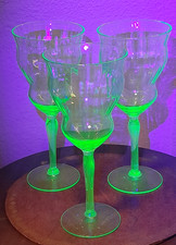 Set Of 3 Fancy Uranium Glass
