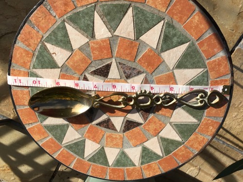 Vintage brass love spoon - brass, spoon-