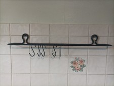Small Black IKEA Kitchen Utensil Rail 54cm With 5 Hooks Utensil Holder