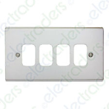 Deta G3424CH 'Slimline Decor' Grid Switch Cover Plate - Polished Chrome 4 Gang