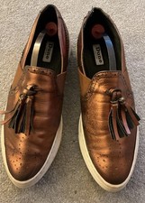 Dune London Metallic Bronze Leather Loafers/ Slip on Shoes Size 38/UK 5