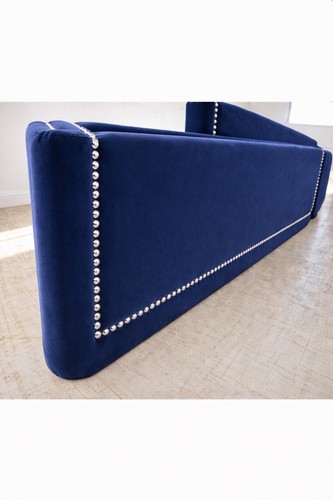 Blue velour plain - plain, velvet