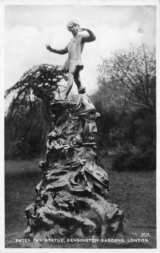 Rppc peter pan statue - rppc,