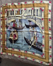 Very Rare Vintage Jacqmar Silk Scarf Showing Venice Scene