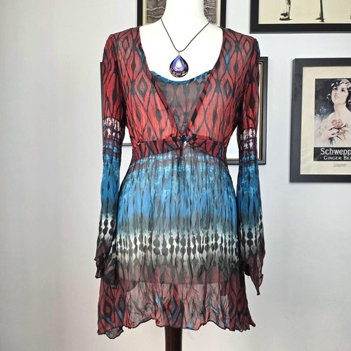 Vintage 90s boho mesh tunic - vintage,