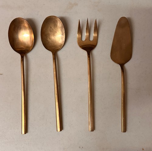 Bronze cutlery serving set - bronze,