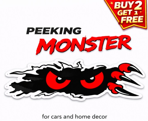 Peeking monster car window - car,