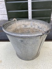 Vintage Galvanised Fire Bucket  Kindling Coal Storage Flower Pot Planter