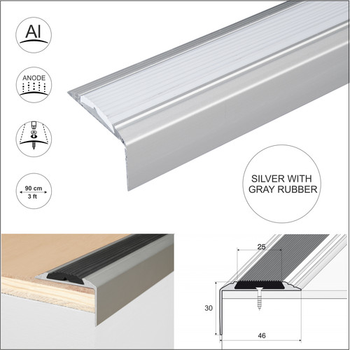 Aluminium stair nosing - aluminium,