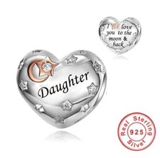💖 Daughter Charm I Love You To The Moon & Back Daughter 925 Sterling Silver  
