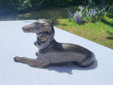 Borzoi  Russian Wolfhound Reclining Figurine Dog Antique Metal Japan