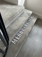 Merry Christmas Silver Bunting Glitter Sign Decoration Grey