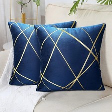 Cushion Cover 40 x 40 cm Velvet Cushion Cover Navy Blue Decorative Pillow Cover