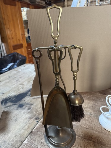 Vintage brass fire side - fire,