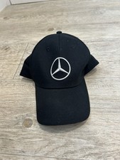 Black Baseball Cap With White Embroidered Mercedes Benz Logo Adjustable Size