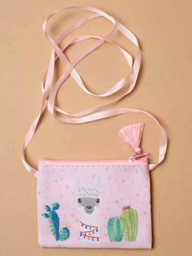 Pink alpaca printed fabric - fabric, zip