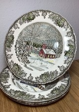 Johnson Brothers The Friendly Village "THE SCHOOL HOUSE" Dinner Plates. Set of 4