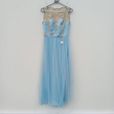 Chi Chi Dress Size 12 Womens Blue Silver Gold Accents Tulle FLT30-EP