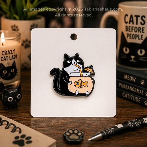Funny tuxedo cat pin badge - tuxedo,