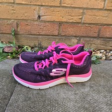 New Skechers Ladies Trainers Black Hot pink UK size 5 (38) Relaxed Fit Shoes